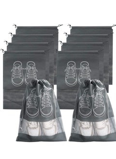Excefore Travel Shoe Bag, Non-Woven Storage Dustproof with Rope for Men and Women Large Shoes Pouch Packing Organizers, Black 10 PCS,Grey  - Image 1