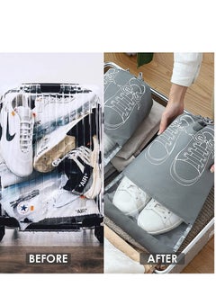 Excefore Travel Shoe Bag, Non-Woven Storage Dustproof with Rope for Men and Women Large Shoes Pouch Packing Organizers, Black 10 PCS,Grey  - Image 3