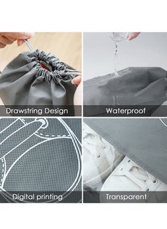 Excefore Travel Shoe Bag, Non-Woven Storage Dustproof with Rope for Men and Women Large Shoes Pouch Packing Organizers, Black 10 PCS,Grey  - Image 2