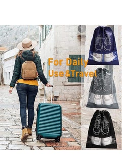 Excefore Travel Shoe Bag, Non-Woven Storage Dustproof with Rope for Men and Women Large Shoes Pouch Packing Organizers, Black 10 PCS,Grey  - Image 5
