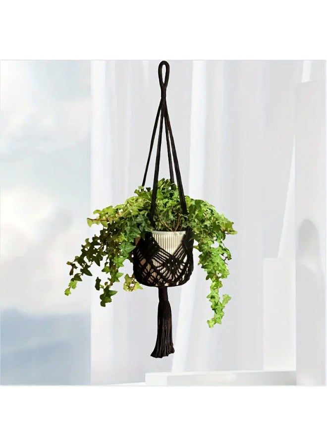Minimalist Garden Macramé Hanging Planter Net Cotton Rope Wall Hook Decorative Indoor Outdoor Plant Basket