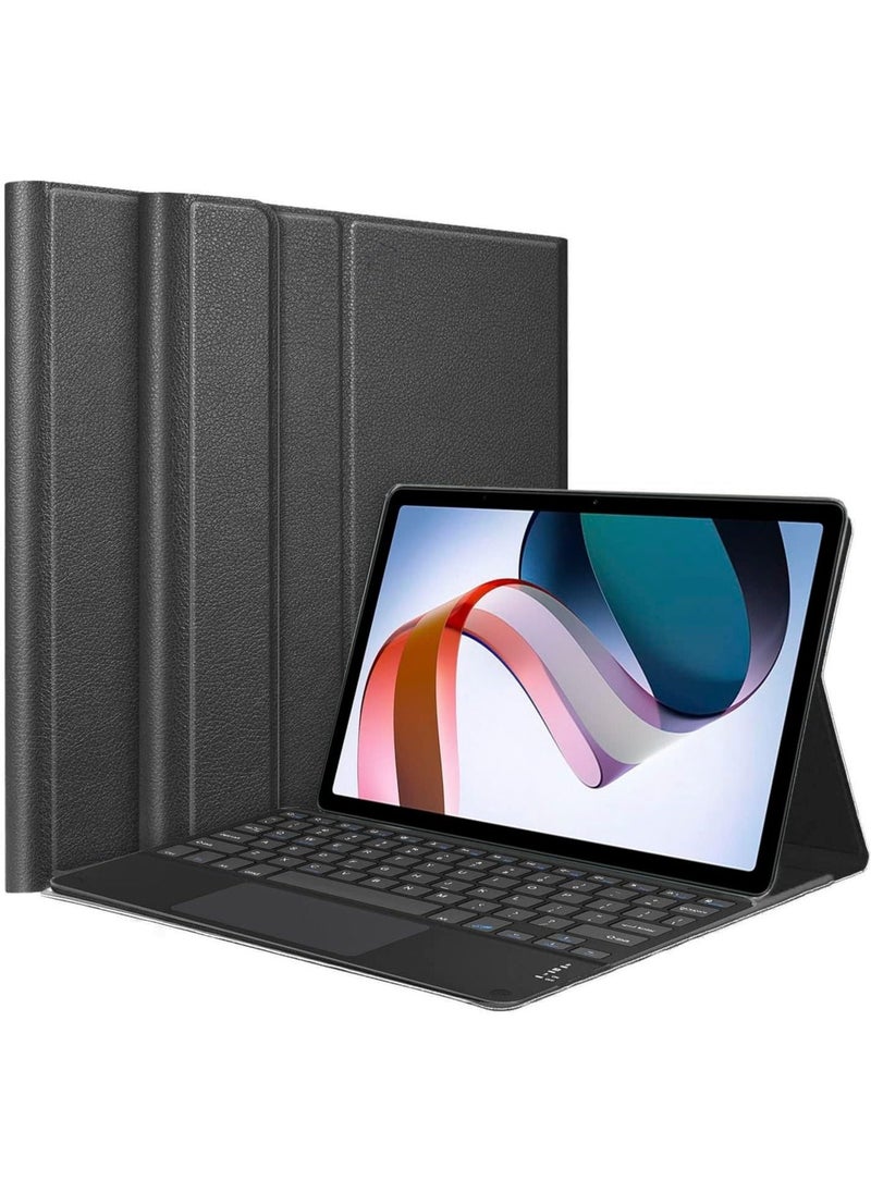 Touch Case with Keyboard for Xiaomi Redmi Pad (10.61", 2022) Arabic and English - Multi-Touch Trackpad -Detachable Wireless Tablet Keyboard Case for Redmi Pad 10.61 Black