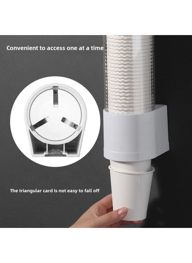 Disposable Cup Holder Automatic Cup Taker Punch-free Wall-mounted Dustproof Paper Cup Holder Water Dispenser Household Storage Sub-Color:Light Luxury Green [short Style] - Image 4