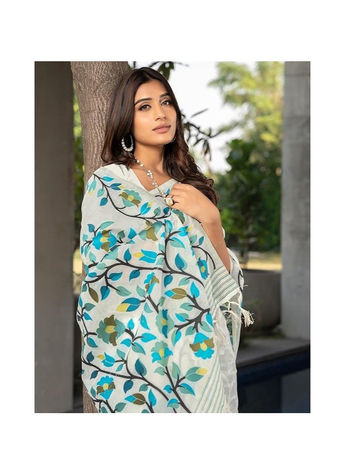 Accessorize Kingdom - Women's Cotton Jacquard Saree With Unstitched Blouse Piece - Image 1