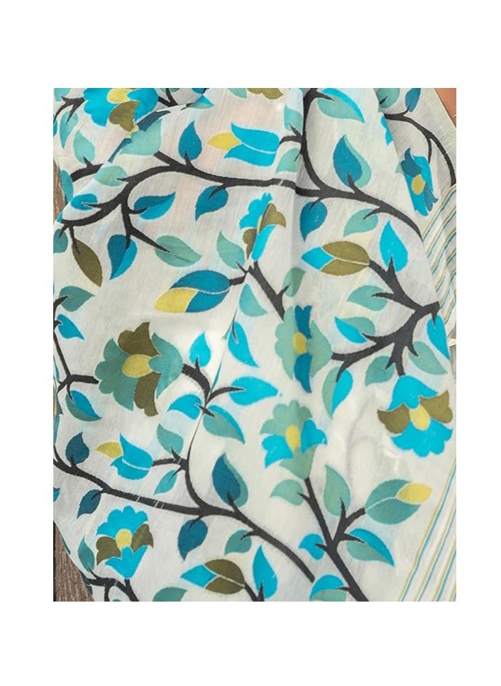 Accessorize Kingdom - Women's Cotton Jacquard Saree With Unstitched Blouse Piece - Image 1