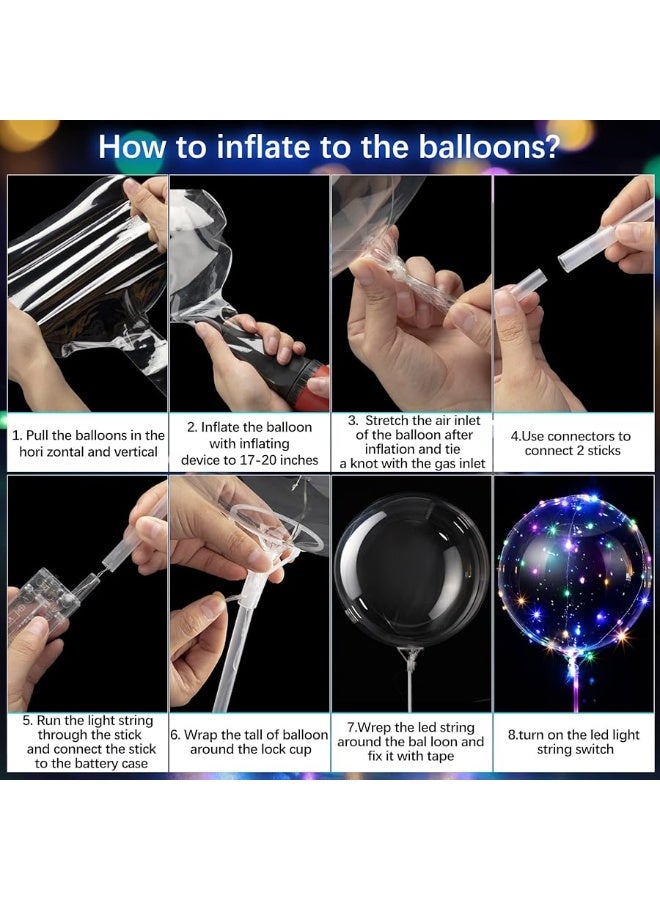 Vinsot بالونات بوبو LED من فينسوت 30 حزمة - بالونات مضيئة بالهيليوم واضحة مع أضواء خيطية لحفلات عيد الميلاد وزفاف الديكور (ضوء متعدد الألوان) - Image 1