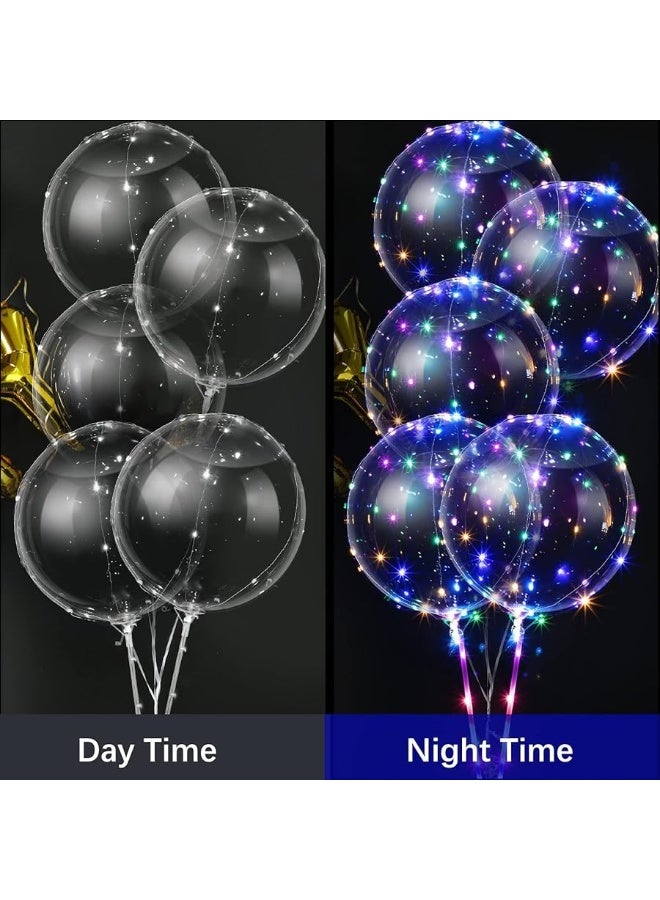 Vinsot بالونات بوبو LED من فينسوت 30 حزمة - بالونات مضيئة بالهيليوم واضحة مع أضواء خيطية لحفلات عيد الميلاد وزفاف الديكور (ضوء متعدد الألوان) - Image 2