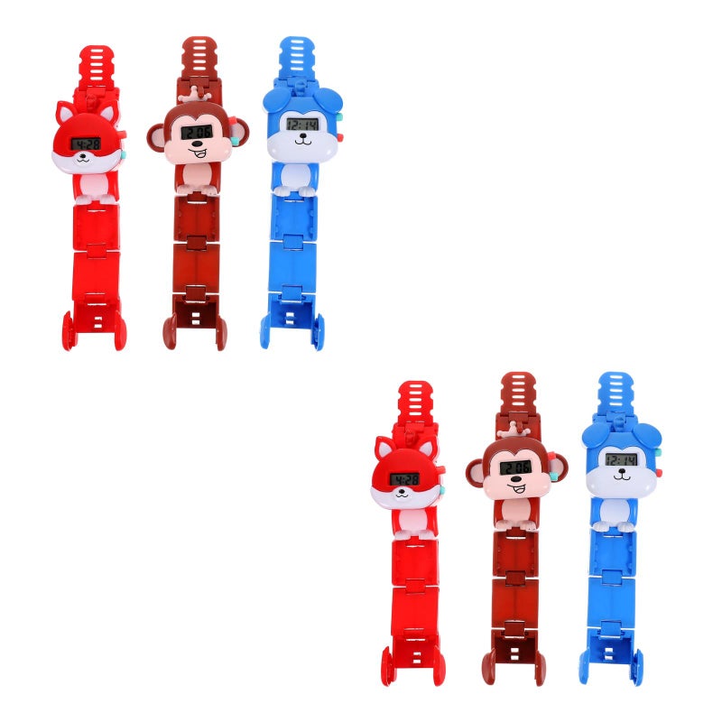 6 pcs Pet Shaped Watch Kids Wristwatch Deformable Child Watch Kid Watch - Image 1