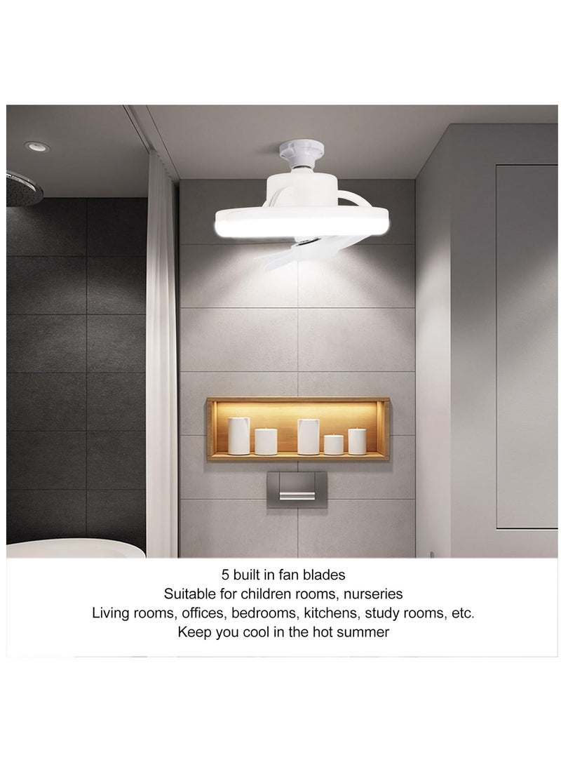 Generic - E27 Ceiling Fan with Light, 10 Inch 3 Speeds 3 Colors Dimmable Modern Socket Fan Light with Remote Control, 6500K Low Profile LED Ceiling Fan Light for Garage, Kitchen, Living Room - Image 1