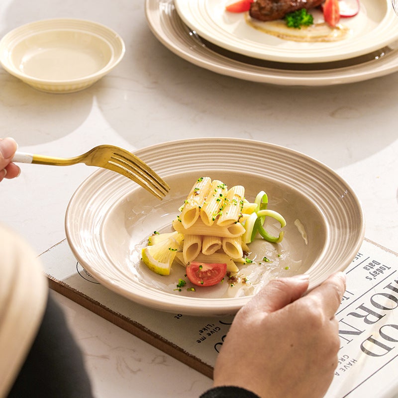 Cream Style Housewarming Tableware Bowl Plate Suit High-Looking Plate Bowl Full Set Household Ceramic Bowl Plate Combination - Image 4