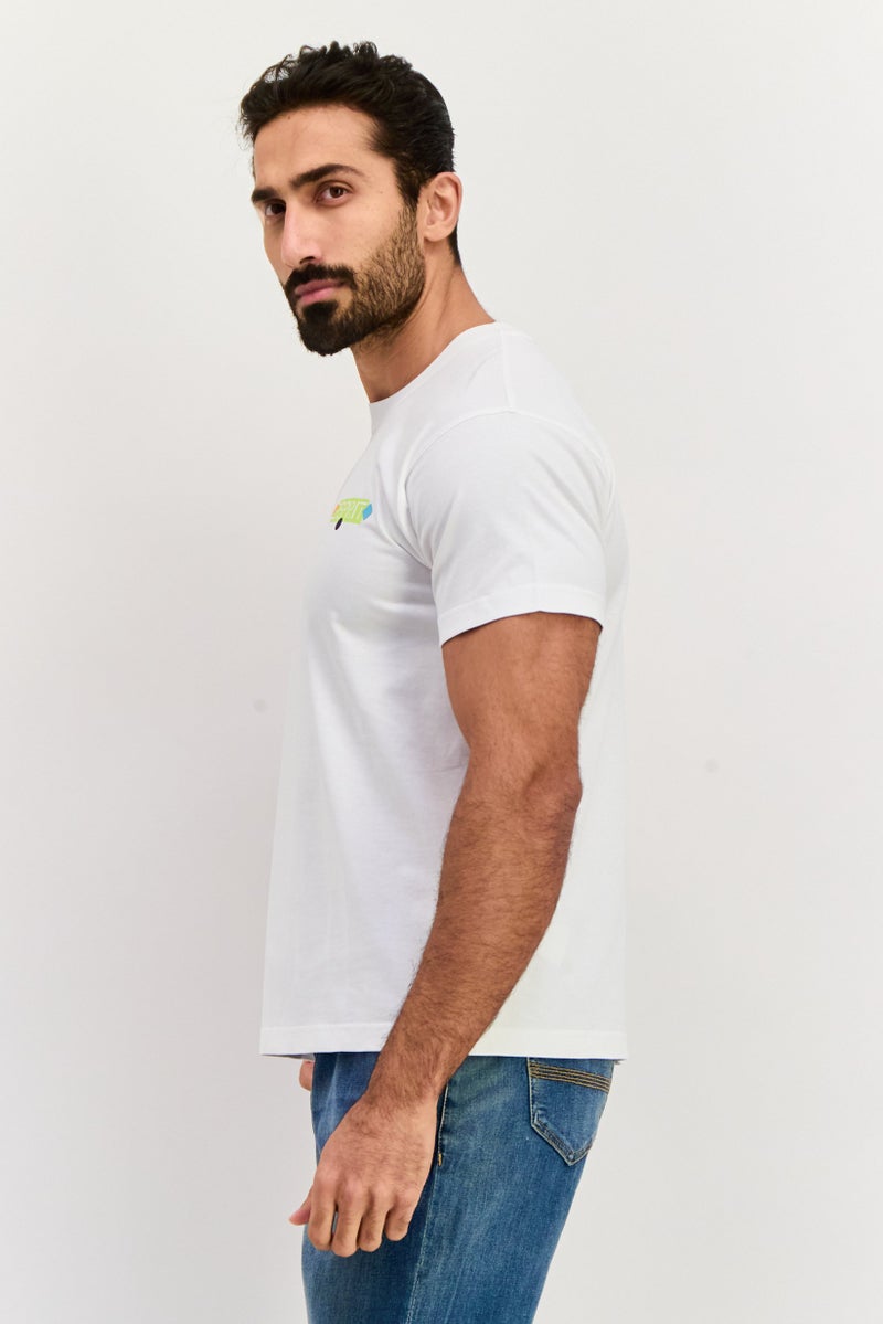 ESPRIT Men Crew Neck Short Sleeves Brand Logo T-Shirt, White - Image 2