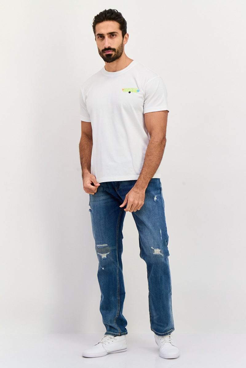 ESPRIT Men Crew Neck Short Sleeves Brand Logo T-Shirt, White - Image 4