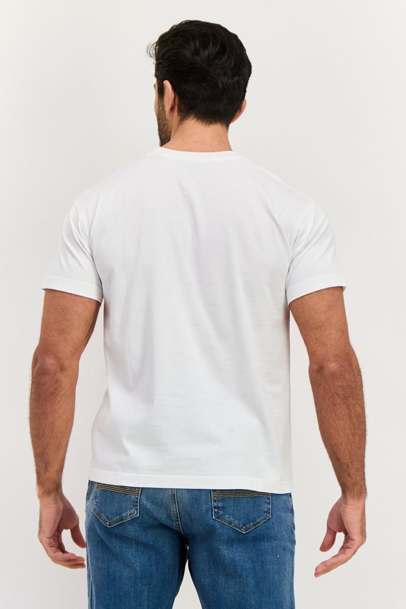 ESPRIT Men Crew Neck Short Sleeves Brand Logo T-Shirt, White - Image 3