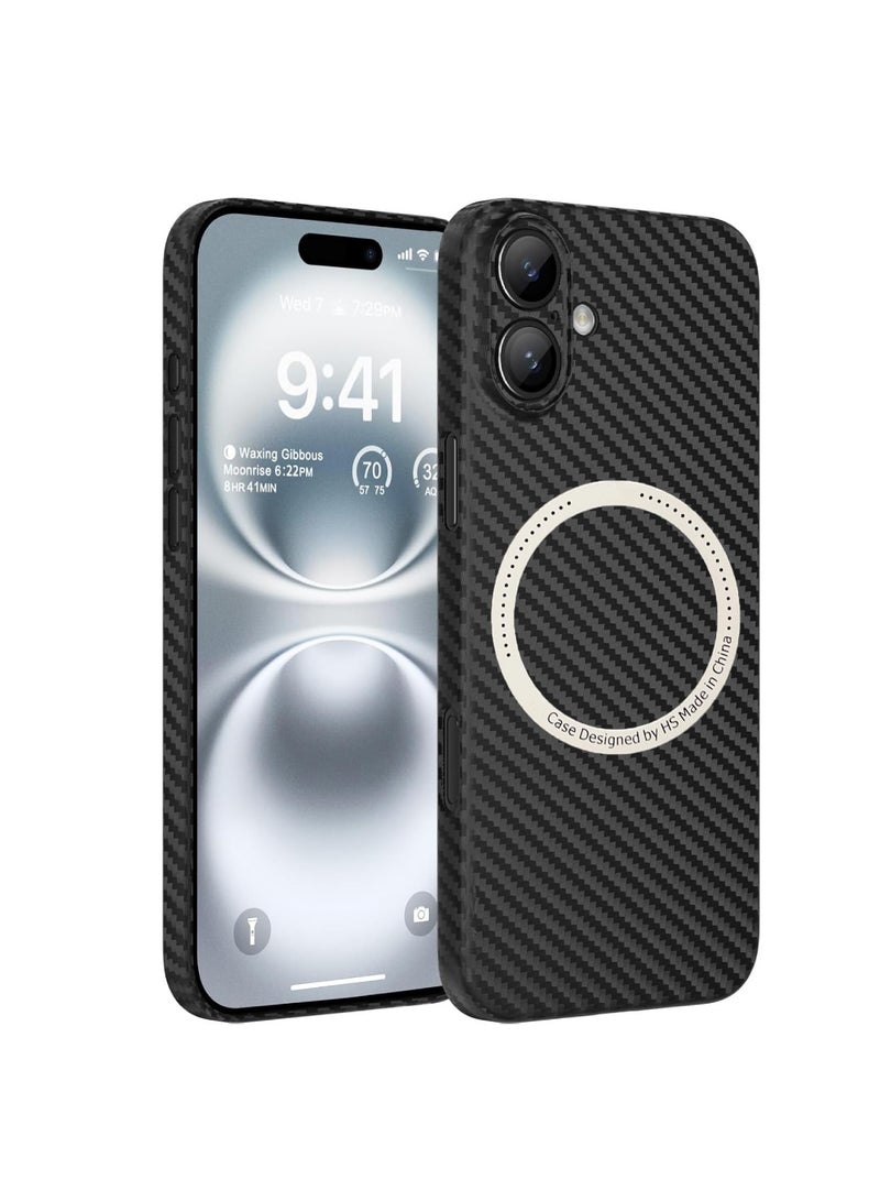 اووكاي جراب مغناطيسي لهاتف iPhone 16، جراب هاتف نحيف من ألياف الكربون، مقاوم للخدش والصدمات، مصنوع من ألياف الأراميد فائقة النحافة (أسود) - Image 1