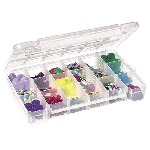 Akro-Mils 05905 Plastic Portable Parts Storage Case for Hardware and Crafts with Hinged Lid and 5 Adjustable Dividers, (14-3/8-Inch x 9-1/2-Inch x 2-1/2-Inch), Large, Clear - Image 2
