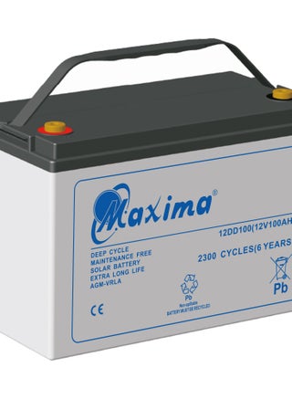 Maxima Solar AGM Battery 100Ah, AGM Battery 100Ah, Rechargeable Battery, Maintenance Free With High Performance AGM Technology, 12V/100Ah Deep Cycle AGM Battery - pzsku/ZD9A42CEF521AC1AA0AB3Z/45/1746457912/a1b7b7e9-0238-4245-aef0-203d883b1bb0
