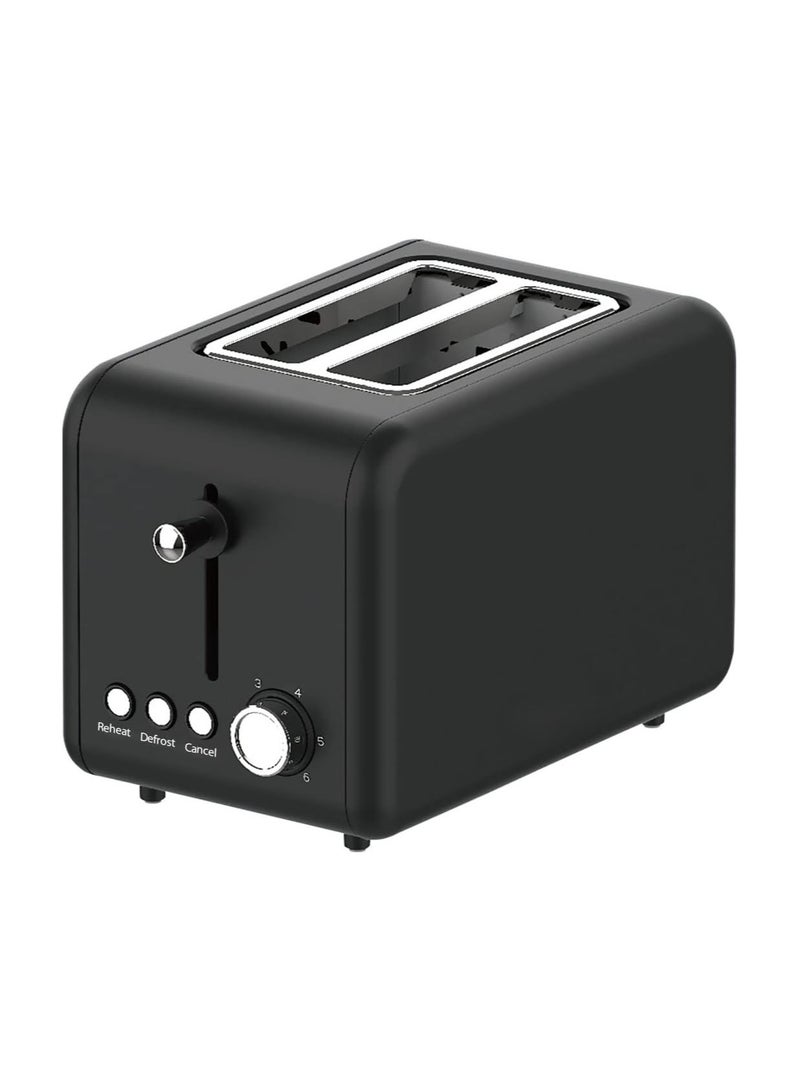 Compact Two Slot Electric Bread Toaster With Six Toast Settings Defrost Reheat Cancel Functions Removable Crumb Tray Fast Heating Stainless Steel Black Kitchen Toaster  - Image 1