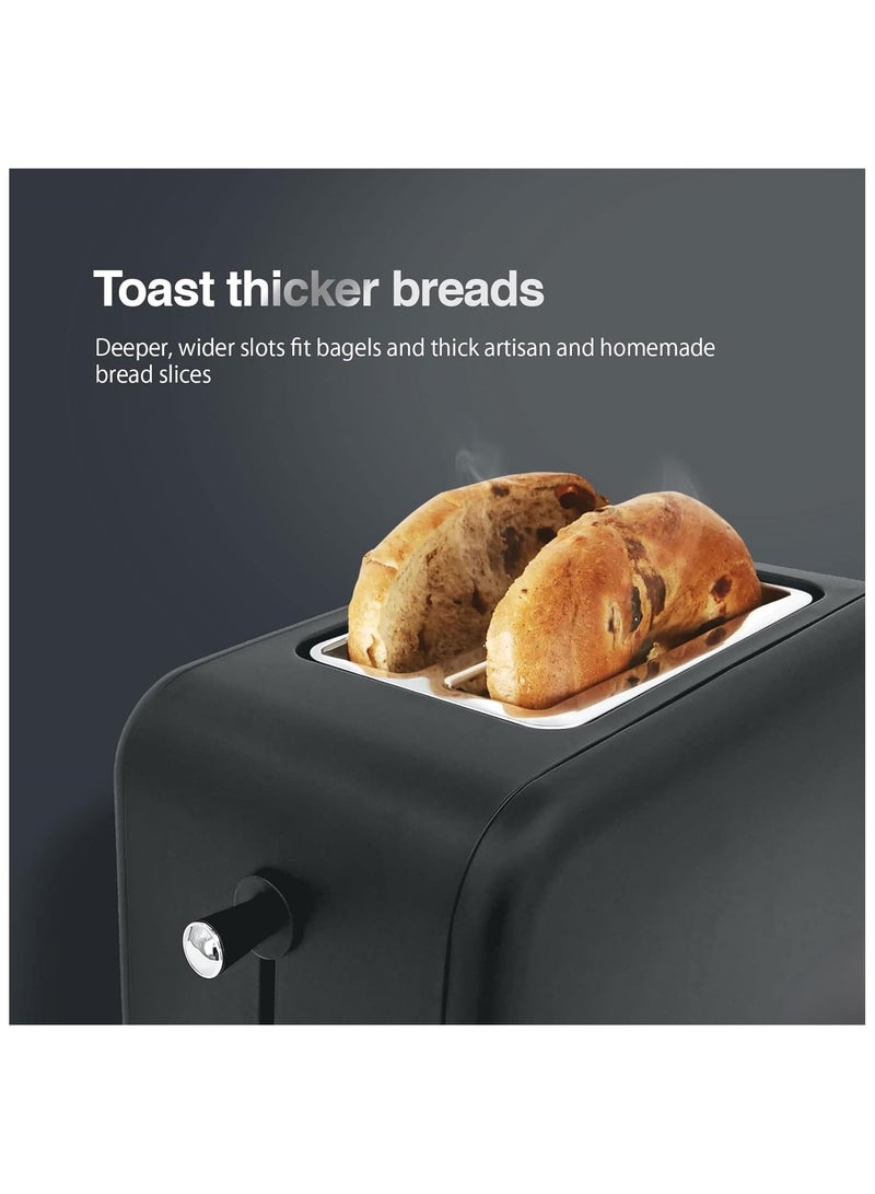 Compact Two Slot Electric Bread Toaster With Six Toast Settings Defrost Reheat Cancel Functions Removable Crumb Tray Fast Heating Stainless Steel Black Kitchen Toaster  - Image 3