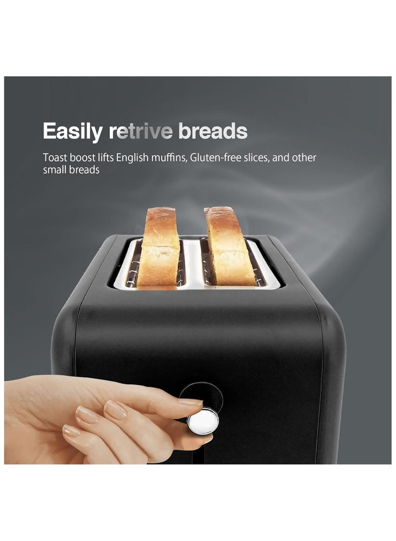 Compact Two Slot Electric Bread Toaster With Six Toast Settings Defrost Reheat Cancel Functions Removable Crumb Tray Fast Heating Stainless Steel Black Kitchen Toaster  - Image 4