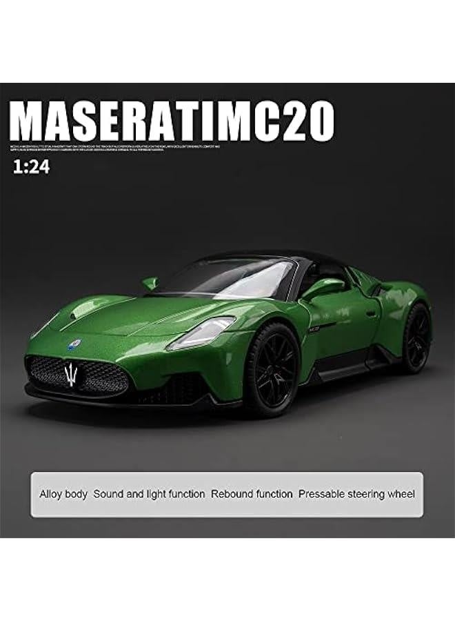 1:24 Maserati MC20 Model Car Toy Diecast Toy Cars, Zinc Alloy Pull Back Toy car with Sound and Light for Kids Boy Girl Gift，Birthday Presents, Collectibles. (Green) - Image 4