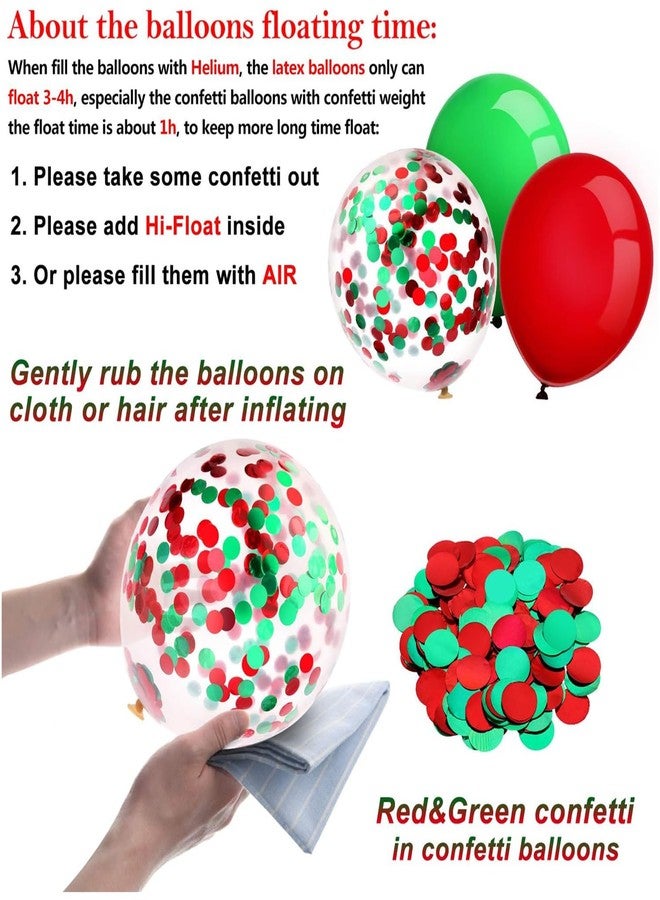 تيكيونايت 80 بالون لاتكس مقاس 12 بوصة مزين بالقصاصات الورقية، لوازم حفلات المناسبات، عيد القديس باتريك، عيد الاستقلال (4 يوليو)، عيد العمال، ماردي غرا، حفلات الزفاف، أعياد الميلاد، حفلات استقبال المولود (بالونات حمراء وخضراء لعيد الميلاد) - Image 4