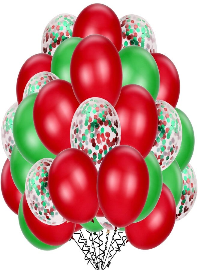 تيكيونايت 80 بالون لاتكس مقاس 12 بوصة مزين بالقصاصات الورقية، لوازم حفلات المناسبات، عيد القديس باتريك، عيد الاستقلال (4 يوليو)، عيد العمال، ماردي غرا، حفلات الزفاف، أعياد الميلاد، حفلات استقبال المولود (بالونات حمراء وخضراء لعيد الميلاد) - Image 1