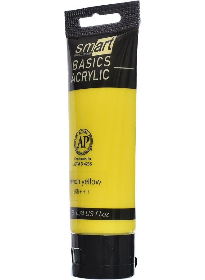 Smart أنبوب ألوان أكريليك أساسي عالي الجودة من Smart STK1-701 سعة 75 مل (205+++) - أصفر ليموني - Image 1