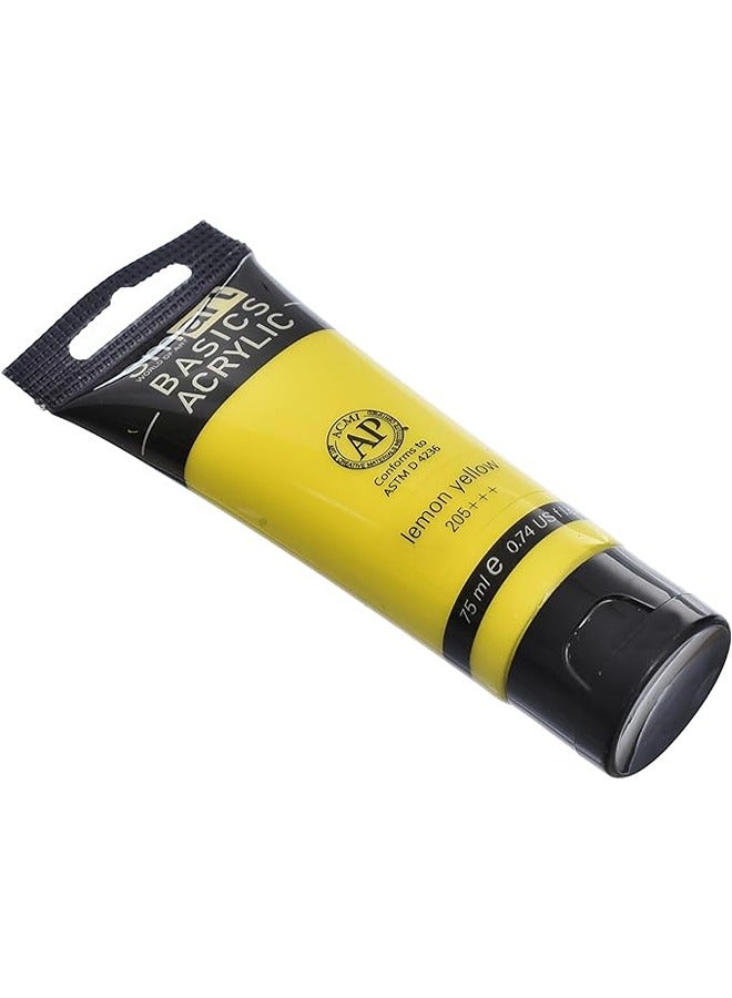 Smart أنبوب ألوان أكريليك أساسي عالي الجودة من Smart STK1-701 سعة 75 مل (205+++) - أصفر ليموني - Image 2