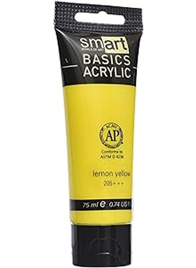 Smart أنبوب ألوان أكريليك أساسي عالي الجودة من Smart STK1-701 سعة 75 مل (205+++) - أصفر ليموني - Image 3