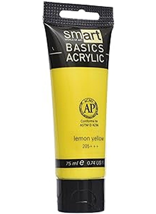 Smart - Smart STK1-701 High Quality Basics Acrylic Color Tube 75ml (205+++) - Lemon Yellow - Image 1