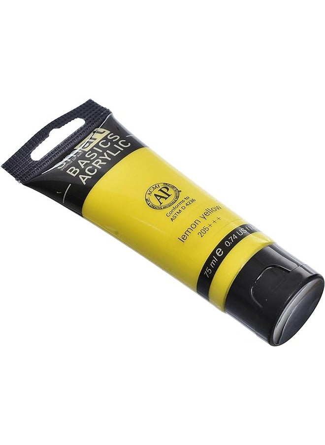 Smart - Smart STK1-701 High Quality Basics Acrylic Color Tube 75ml (205+++) - Lemon Yellow - Image 1