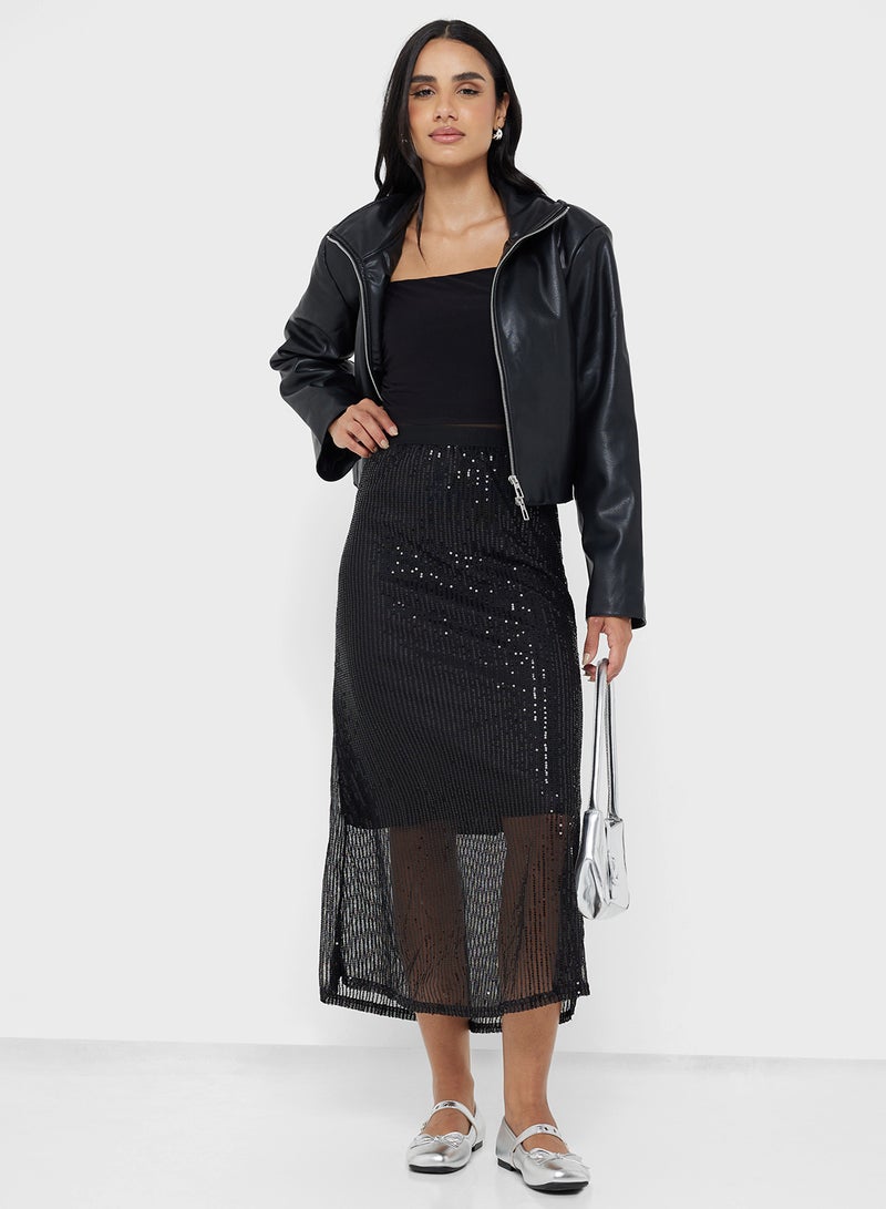 Ginger Sequin Embellished Maxi Skirt - Image 2