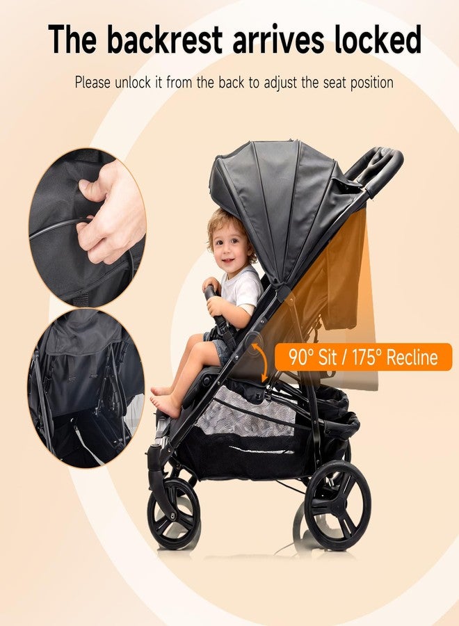 VOUPOU Double Stroller – Ultra Lightweight Side by Side Stroller for 2 Kids,Newborn-Friendly Recline,UPF50 Canopy&Cover, All-Terrain Shock Wheels & Easy-Fold Travel Design - Image 3
