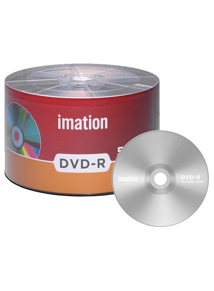 آيميشن مجموعة أقراص DVD-R 16X سعة 4.7 جيجابايت/120 دقيقة فارغة قابلة للتسجيل، 50 قرصًا