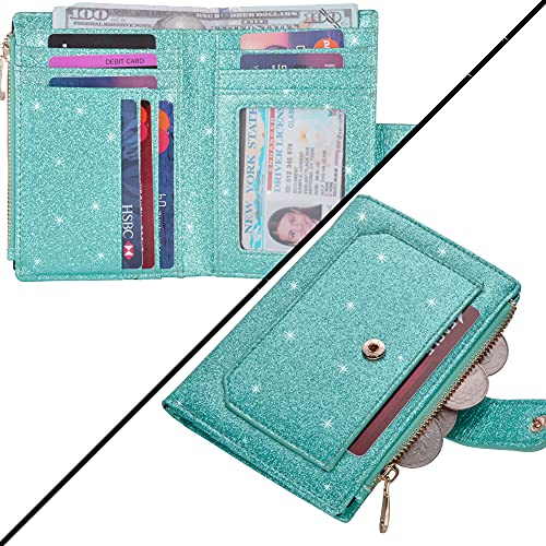Leamekor Womens Wallets RFID Small Compact Bifold Leather Card Holder Zip Pocket - Image 3