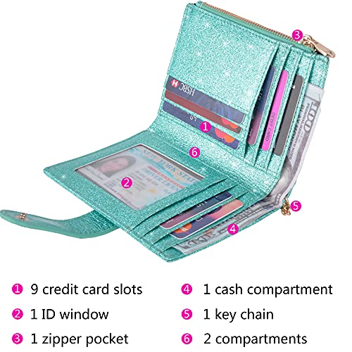 Leamekor Womens Wallets RFID Small Compact Bifold Leather Card Holder Zip Pocket - Image 2