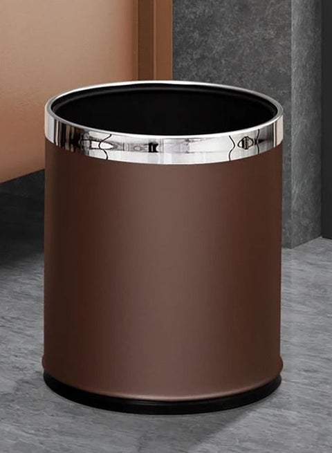 Wastebasket with a sophisticated and modern design, brown/silver