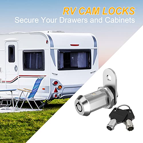 Hecfu 3 Pack Cabinet Locks with Keys, 1-1/8" Cam Locks Keyed Alike, RV Storage Lock for RV Compartment Door Mailbox Toolbox Lock Replacement, Chrome - Image 5