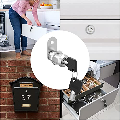 Hecfu 3 Pack Cabinet Locks with Keys, 1-1/8" Cam Locks Keyed Alike, RV Storage Lock for RV Compartment Door Mailbox Toolbox Lock Replacement, Chrome - Image 4