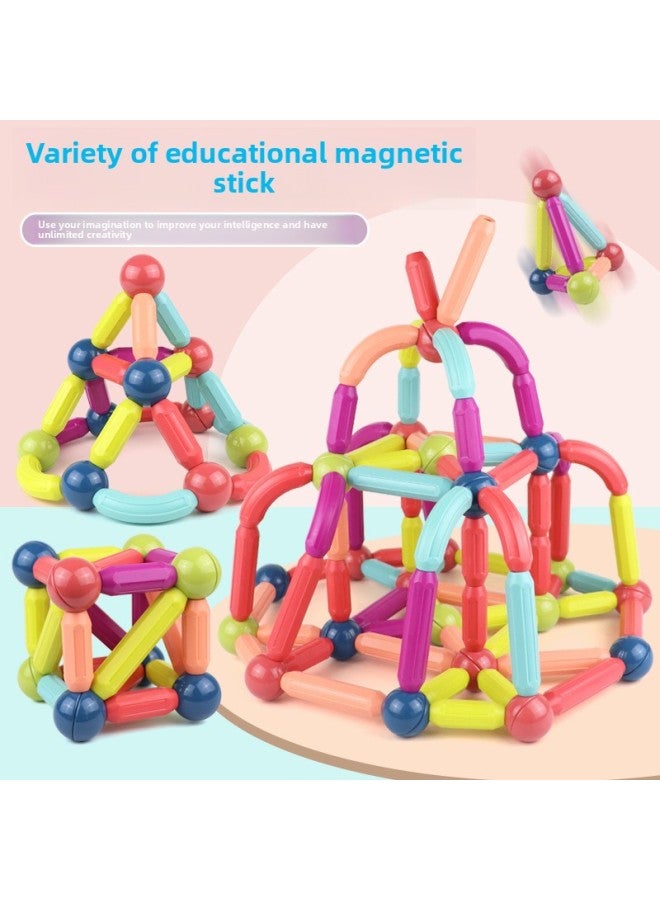 Variety Magnetic Stick Children's Large Particles Boys And Girls 3 Years Old Development Intelligence Building Blocks Assembling Educational Early Education Toys-Specifications:35 Magnetic Rods [storage Box]]  - Image 2