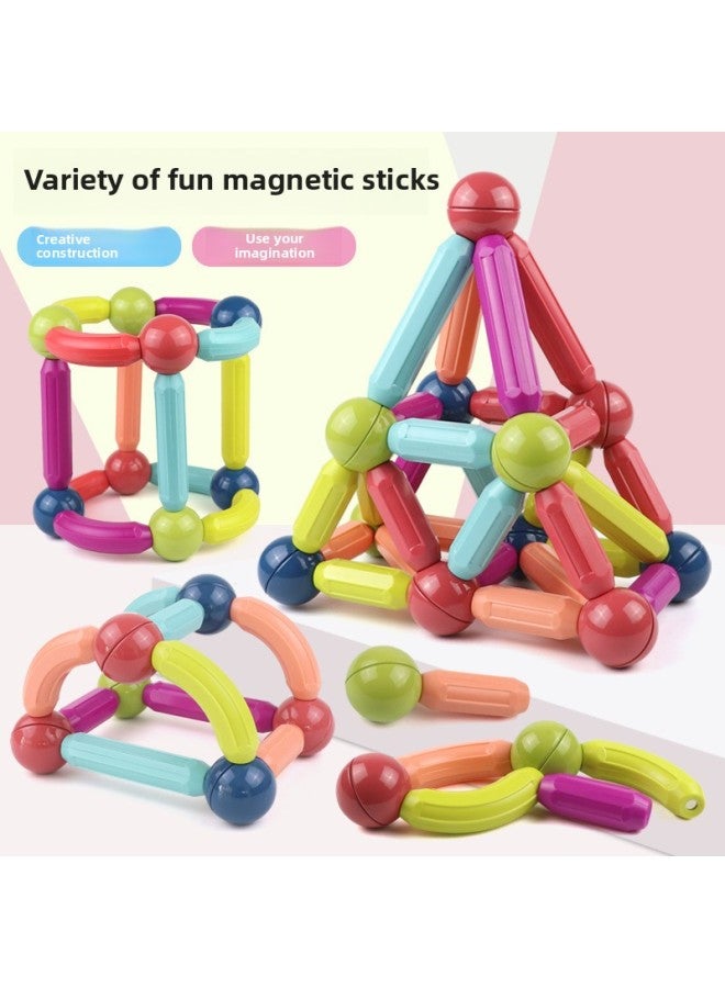 Variety Magnetic Stick Children's Large Particles Boys And Girls 3 Years Old Development Intelligence Building Blocks Assembling Educational Early Education Toys-Specifications:35 Magnetic Rods [storage Box]]  - Image 3