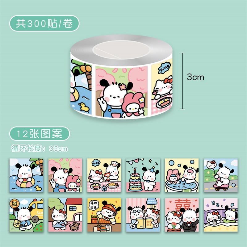 Generic Colorful Small Card Sealing Stickers 3# Xiao Mao Xiao Pa Series Seal Paste [Square]] 