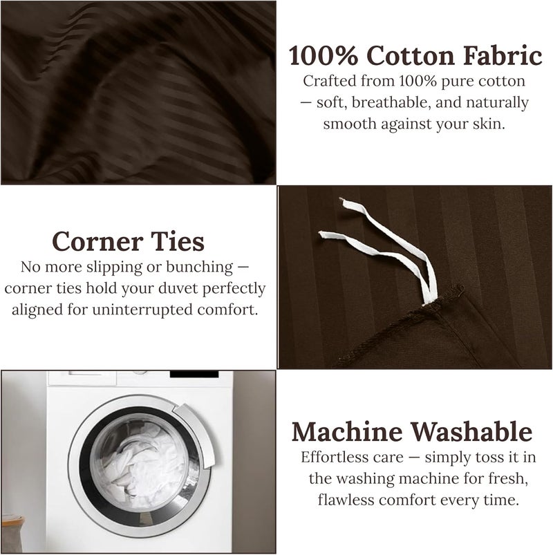 FOAM CRAFT® Stripe 3-Piece Duvet Cover Set - Brown, Twin XL (160 x 220cm) - Image 5