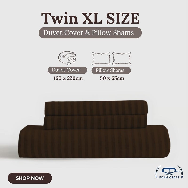 FOAM CRAFT® Stripe 3-Piece Duvet Cover Set - Brown, Twin XL (160 x 220cm) - Image 2