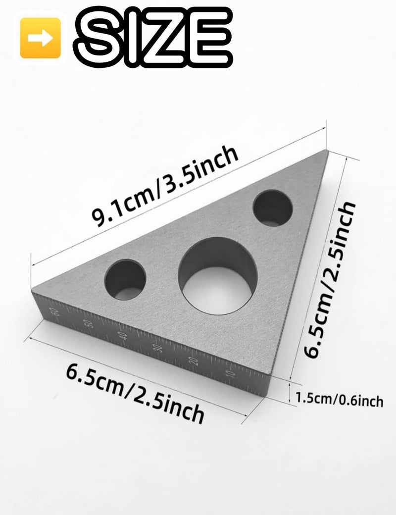Uvbws 45/90 Degree Aluminum Alloy Right Angle Ruler, Imperial and Metric Square, Square Measuring Tool for Mechanic Carpenter DIY Woodworking Workbench and Oblique Saw, Multi Angle Measuring Ruler - Image 2