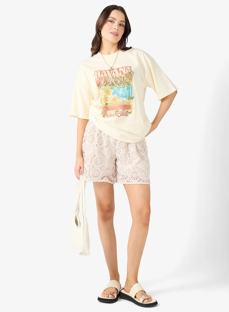 Ginger  Cotton Oversize Travel Graphic T-shirt for Women | Best Price UAE