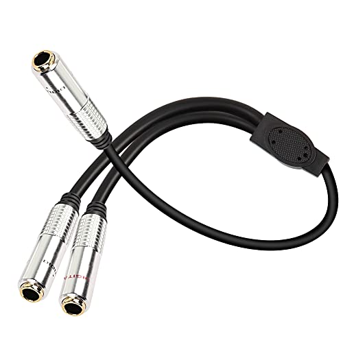 XMSJSIY 6.35mm 1/4 TRS Y Splitter Audio Cable,1/4 Inch TRS Stereo Female to Dual Female Headphone Guitar Extension Cable with Gold Plated -0.5M/1.6FT - Image 1
