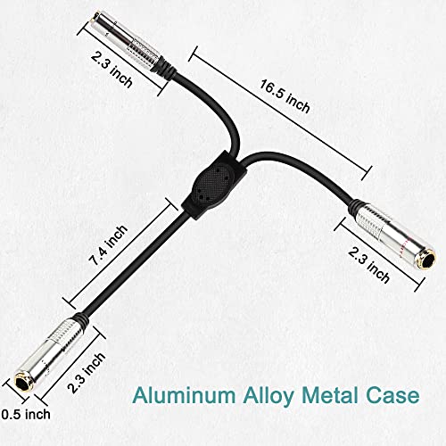 XMSJSIY 6.35mm 1/4 TRS Y Splitter Audio Cable,1/4 Inch TRS Stereo Female to Dual Female Headphone Guitar Extension Cable with Gold Plated -0.5M/1.6FT - Image 2