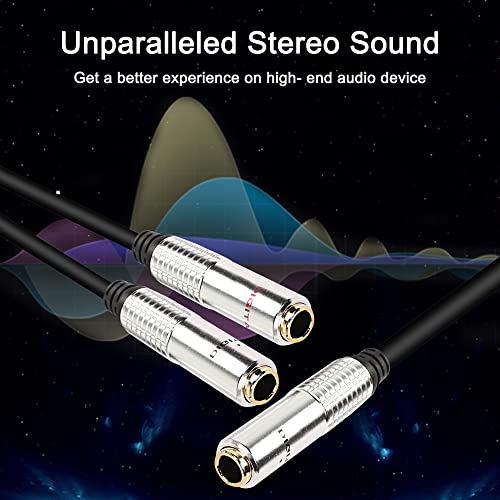 XMSJSIY 6.35mm 1/4 TRS Y Splitter Audio Cable,1/4 Inch TRS Stereo Female to Dual Female Headphone Guitar Extension Cable with Gold Plated -0.5M/1.6FT - Image 3