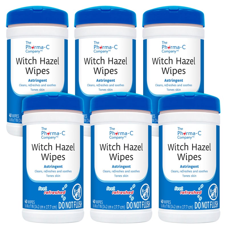 Pharma-C-Wipes مناديل فيرما-سي من هازيل الساحرة [6 علب] - تونر يومي ومناديل تنظيف قابضة للوجه - Image 1